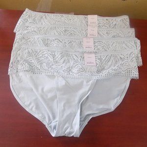 AUDEN Size L (12 - 14)  Women's Panties Micro Lace Hipster Pack of 4 Mint Green